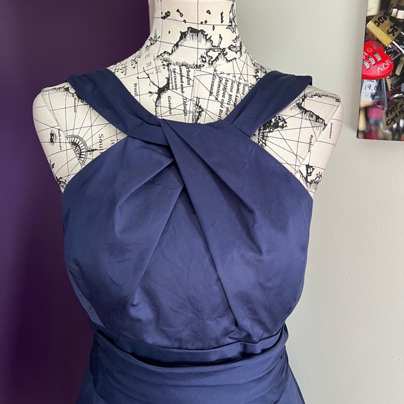 David’s Bridal Cotton Navy Blue Dress - Picture 2 of 8